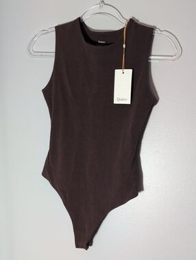 Quince Women Brown Sleeveless One-Piece Bodysuit